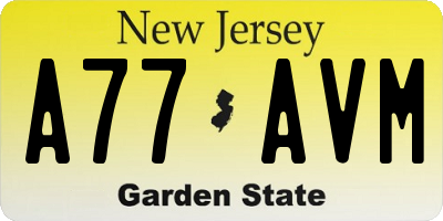 NJ license plate A77AVM