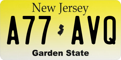 NJ license plate A77AVQ