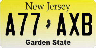 NJ license plate A77AXB