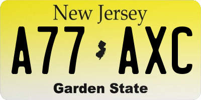 NJ license plate A77AXC