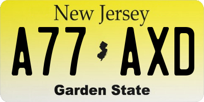 NJ license plate A77AXD