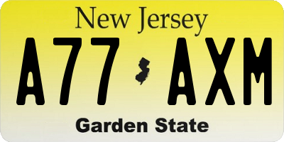 NJ license plate A77AXM