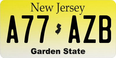 NJ license plate A77AZB