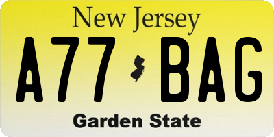 NJ license plate A77BAG