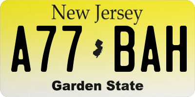 NJ license plate A77BAH