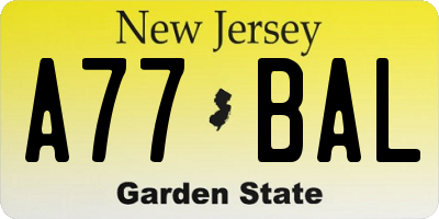 NJ license plate A77BAL
