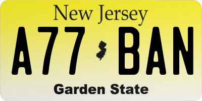 NJ license plate A77BAN