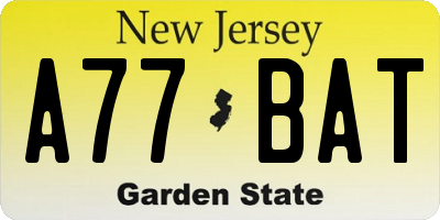 NJ license plate A77BAT