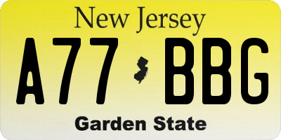 NJ license plate A77BBG