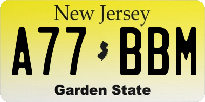 NJ license plate A77BBM