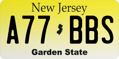 NJ license plate A77BBS
