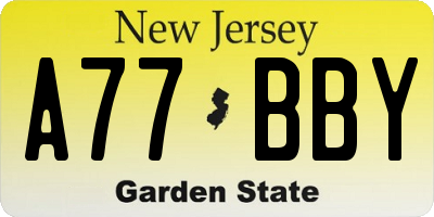 NJ license plate A77BBY