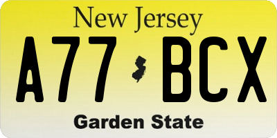 NJ license plate A77BCX
