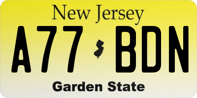 NJ license plate A77BDN