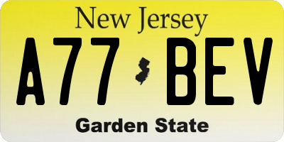 NJ license plate A77BEV
