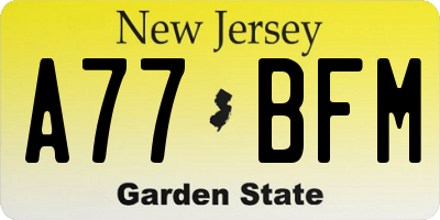 NJ license plate A77BFM