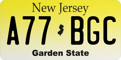 NJ license plate A77BGC