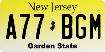 NJ license plate A77BGM