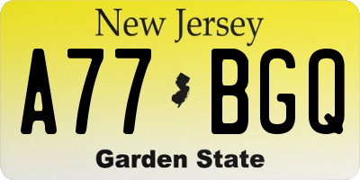 NJ license plate A77BGQ