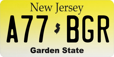 NJ license plate A77BGR