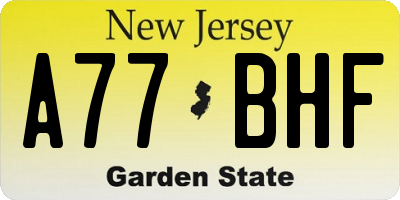 NJ license plate A77BHF