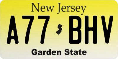 NJ license plate A77BHV