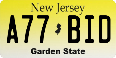 NJ license plate A77BID