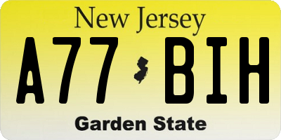 NJ license plate A77BIH