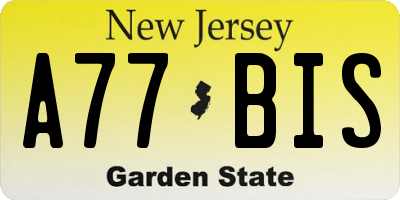 NJ license plate A77BIS