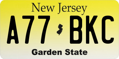 NJ license plate A77BKC