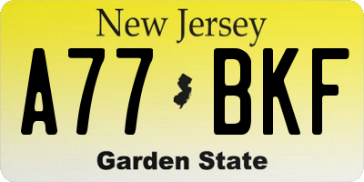 NJ license plate A77BKF