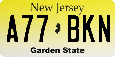 NJ license plate A77BKN