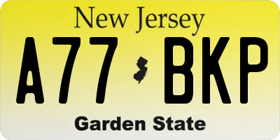 NJ license plate A77BKP