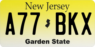 NJ license plate A77BKX