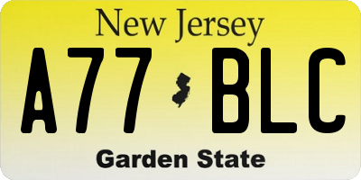 NJ license plate A77BLC
