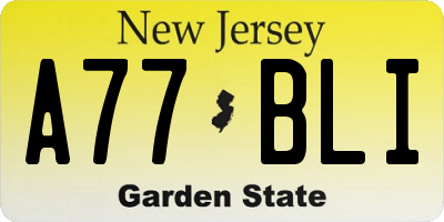 NJ license plate A77BLI