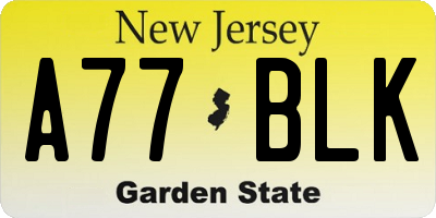 NJ license plate A77BLK