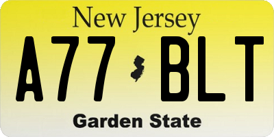 NJ license plate A77BLT