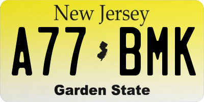 NJ license plate A77BMK