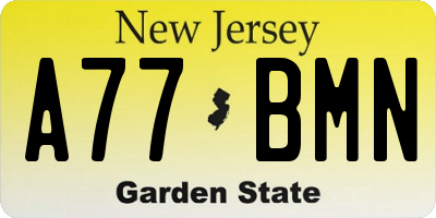 NJ license plate A77BMN