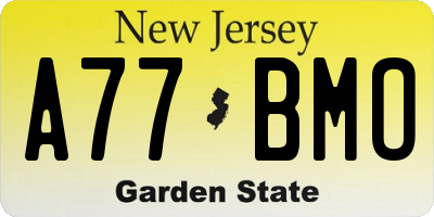 NJ license plate A77BMO