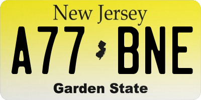 NJ license plate A77BNE