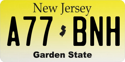 NJ license plate A77BNH