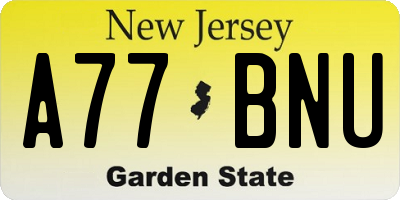 NJ license plate A77BNU