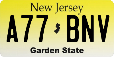NJ license plate A77BNV
