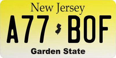 NJ license plate A77BOF