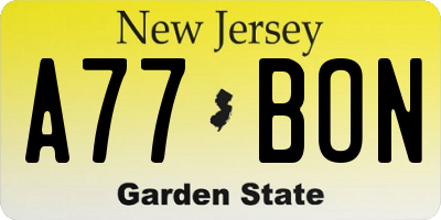 NJ license plate A77BON