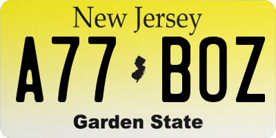 NJ license plate A77BOZ