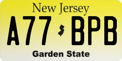 NJ license plate A77BPB
