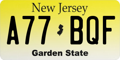 NJ license plate A77BQF